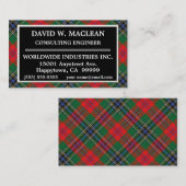 Scottish Clan MacLean Tartan Pset Visitekaartje (Voorkant / Achterkant)