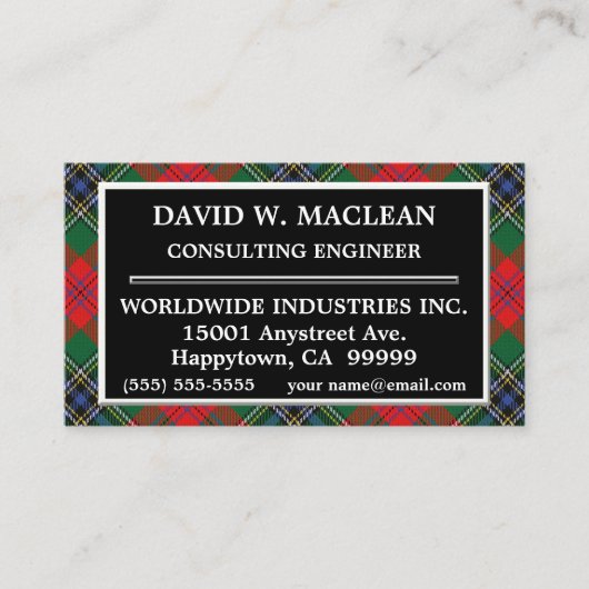 Scottish Clan MacLean Tartan Pset Visitekaartje (Voorkant)