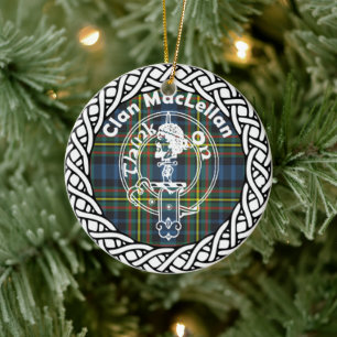 Scottish Clan MacLellan Tartan en Crest Keramisch Ornament