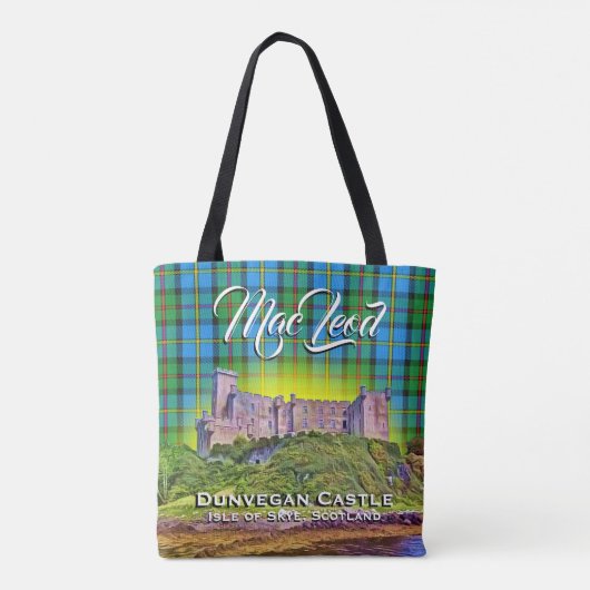 Scottish Clan MacLeod Dunvegan Castle Tartan Pset Tote Bag (Achterkant)