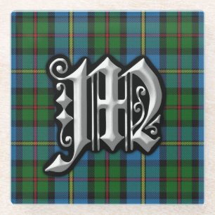 Scottish Clan MacLeod Letter M Monogram Tartan Glazen Onderzetter