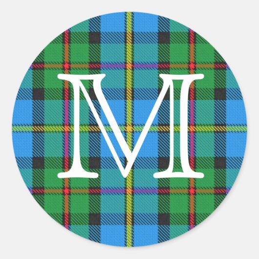 Scottish Clan MacLeod of Harris Tartan Monogram Ronde Sticker (Voorkant)