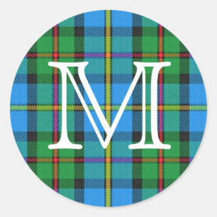 Scottish Clan MacLeod of Harris Tartan Monogram Ronde Sticker