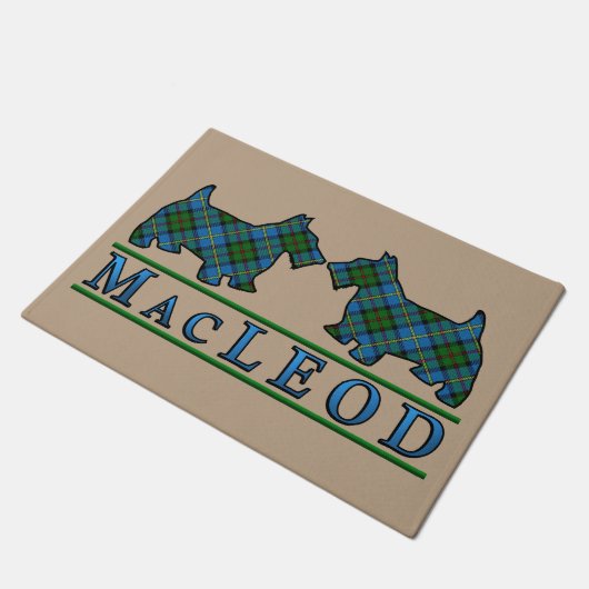 Scottish Clan MacLeod Tartan Scottie Dogs Deurmat (Schuin)