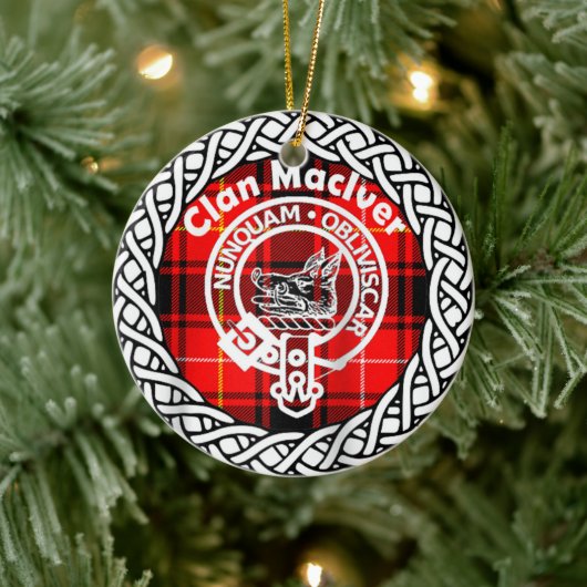 Scottish Clan Maclver Tartan en Crest Keramisch Ornament (Boom)