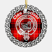 Scottish Clan Maclver Tartan en Crest Keramisch Ornament (Voorkant)