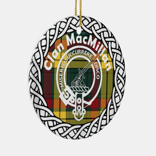 Scottish Clan MacMillan Tartan en Crest Keramisch Ornament (Rechts)