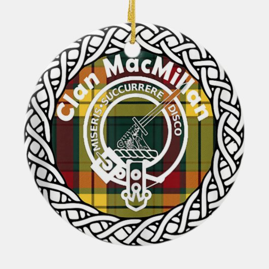 Scottish Clan MacMillan Tartan en Crest Keramisch Ornament (Achterkant)