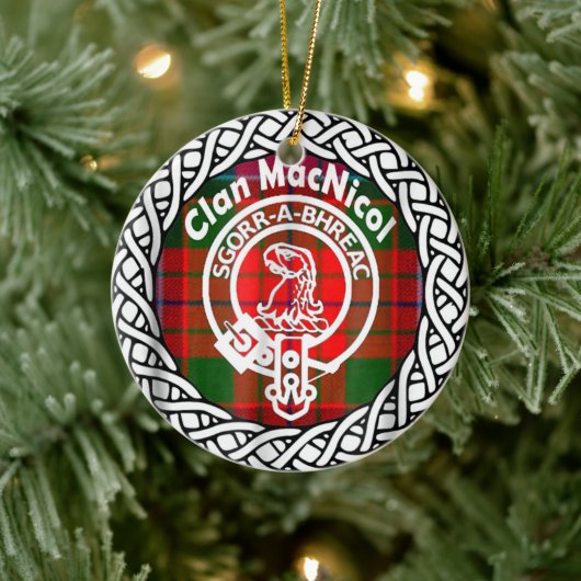 Scottish Clan MacNicol Tartan en Crest Keramisch Ornament (Boom)