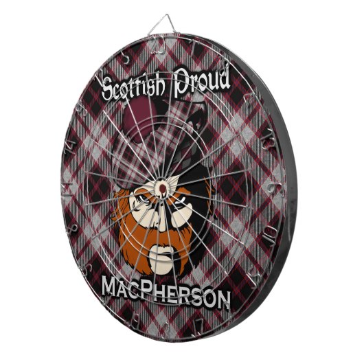 Scottish Clan MacPherson Tartan Dartboard Dartbord (Voorkant Rechts)