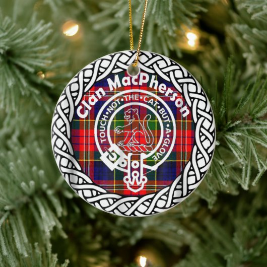 Scottish Clan MacPherson Tartan en Crest Keramisch Ornament (Boom)