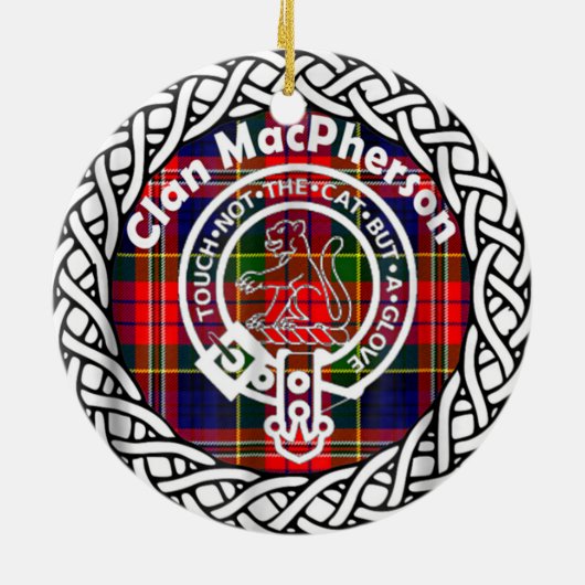 Scottish Clan MacPherson Tartan en Crest Keramisch Ornament (Achterkant)