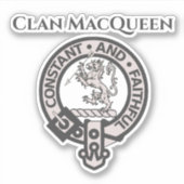 Scottish Clan MacQueen Crest Badge Sticker (Voorkant)