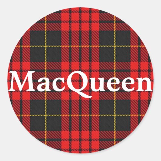 Scottish Clan MacQueen Tartan Pset Ronde Sticker (Voorkant)