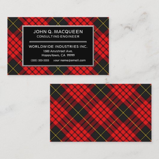 Scottish Clan MacQueen Tartan Pset Visitekaartje (Voorkant / Achterkant)