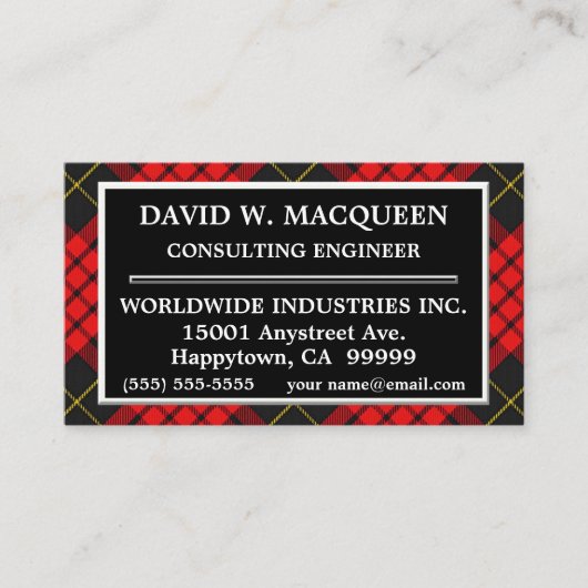 Scottish Clan MacQueen Tartan Pset Visitekaartje (Voorkant)