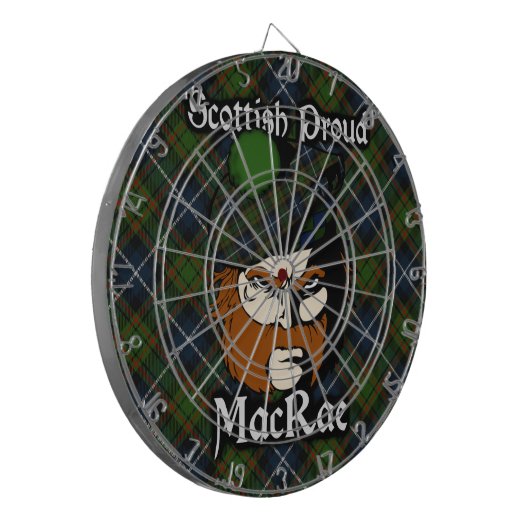 Scottish Clan MacRae Tartan Dartboard Dartbord (Voorkant Links)