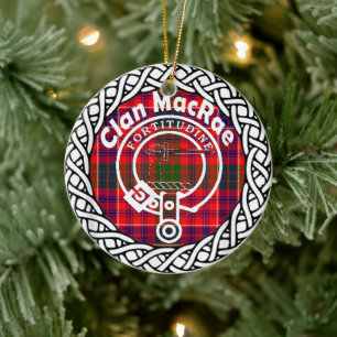 Scottish Clan MacRae Tartan en Crest Keramisch Ornament