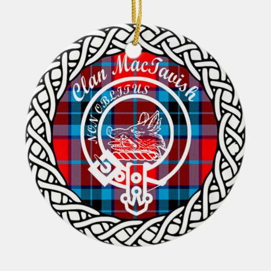 Scottish Clan MacTavish Tartan en Crest Keramisch Ornament (Voorkant)