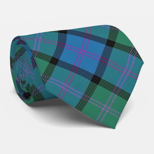 Scottish Clan MacThomas Blue en Green Tartan Strop Stropdas (Opgerold)