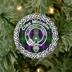 Scottish Clan Malcolm Tartan en Crest Keramisch Ornament