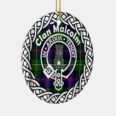 Scottish Clan Malcolm Tartan en Crest Keramisch Ornament (Rechts)