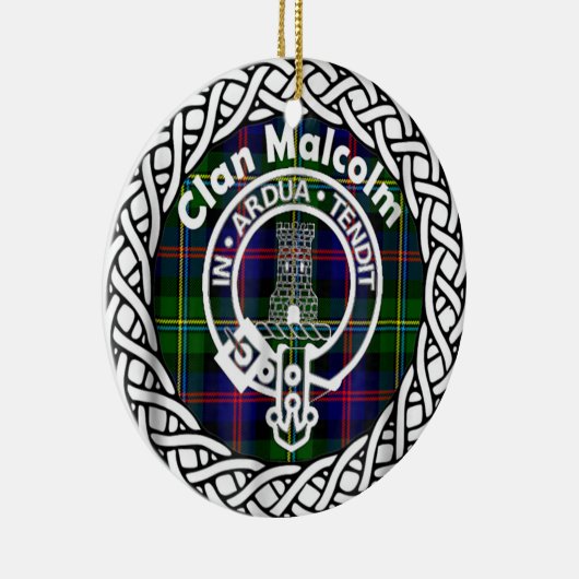 Scottish Clan Malcolm Tartan en Crest Keramisch Ornament (Rechts)