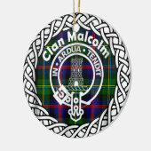 Scottish Clan Malcolm Tartan en Crest Keramisch Ornament (Links)
