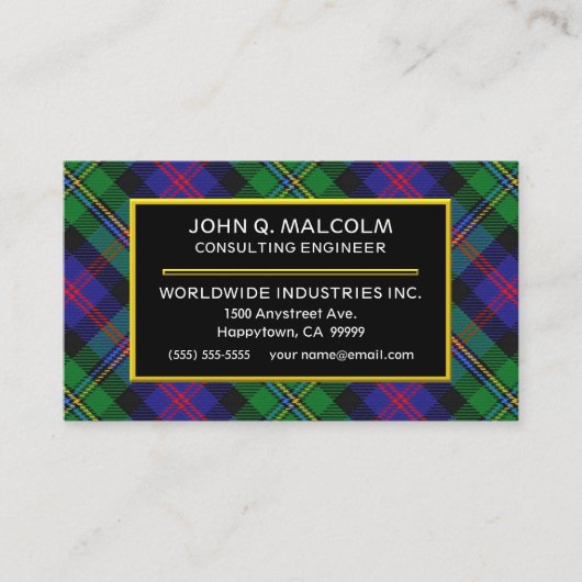 Scottish Clan Malcolm Tartan Pset Visitekaartje (Voorkant)