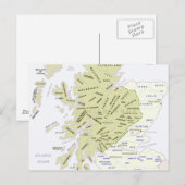 Scottish Clan Map of Scotland Briefkaart (Voorkant / Achterkant)