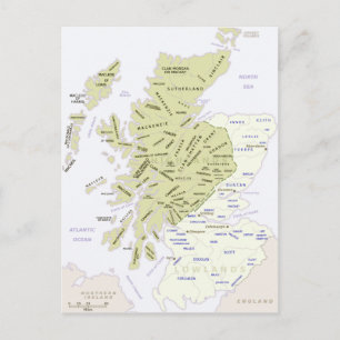 Scottish Clan Map of Scotland Briefkaart