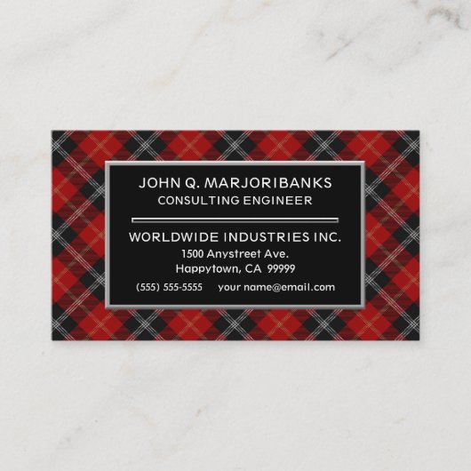 Scottish Clan Marjoribanks Tartan Pset Visitekaartje (Voorkant)