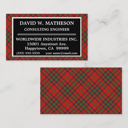 Scottish Clan Matheson Tartan Pset Visitekaartje (Voorkant / Achterkant)