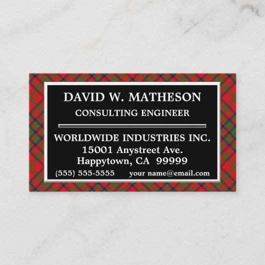 Scottish Clan Matheson Tartan Pset Visitekaartje (Voorkant)