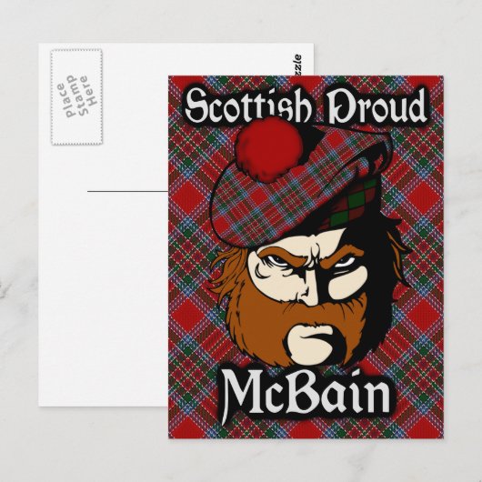 Scottish Clan McBain MacBain Tartan Briefkaart (Voorkant / Achterkant)