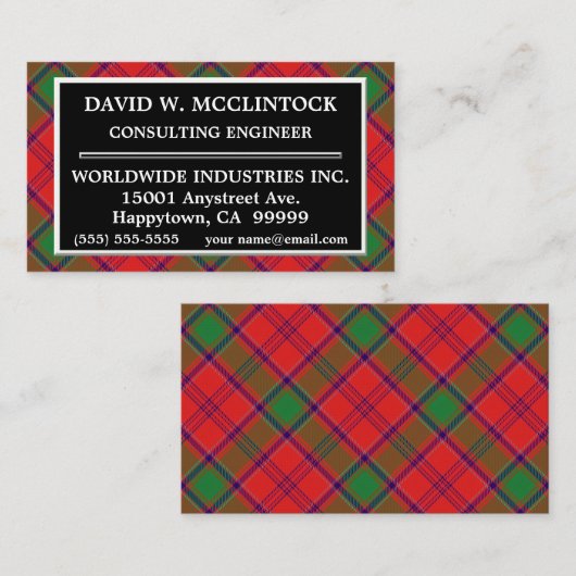 Scottish Clan McClintock MacClintock Tartan Pset Visitekaartje (Voorkant / Achterkant)