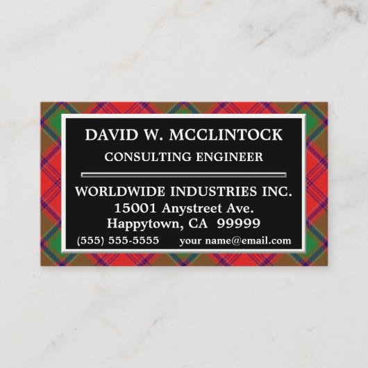 Scottish Clan McClintock MacClintock Tartan Pset Visitekaartje (Voorkant)