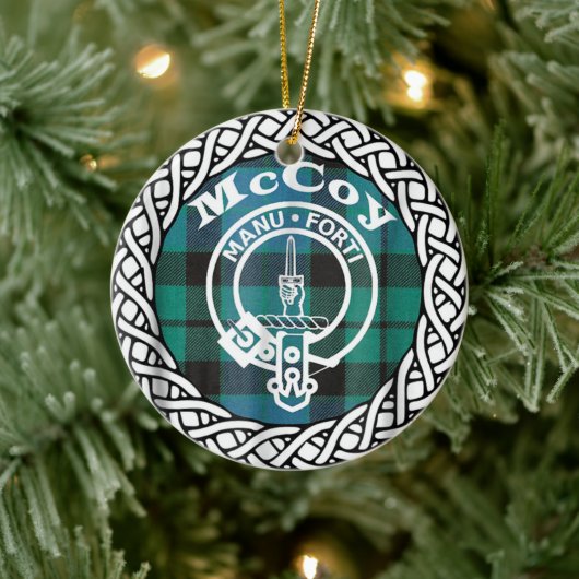 Scottish Clan McCoy Tartan en Crest Keramisch Ornament (Boom)
