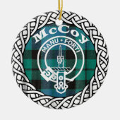 Scottish Clan McCoy Tartan en Crest Keramisch Ornament (Voorkant)
