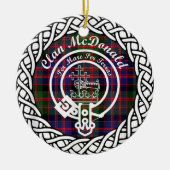 Scottish Clan McDonald Tartan en Crest Keramisch Ornament (Voorkant)