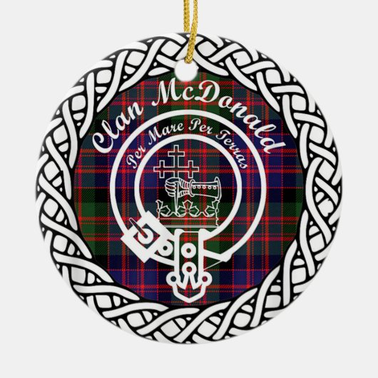Scottish Clan McDonald Tartan en Crest Keramisch Ornament (Voorkant)