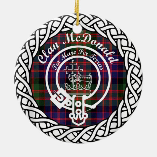 Scottish Clan McDonald Tartan en Crest Keramisch Ornament (Achterkant)