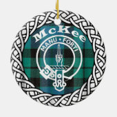 Scottish Clan McKee Tartan en Crest Keramisch Ornament (Achterkant)