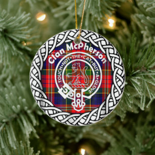 Scottish Clan McPherson Tartan en Crest Keramisch Ornament