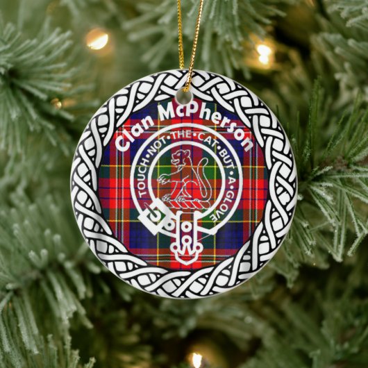 Scottish Clan McPherson Tartan en Crest Keramisch Ornament (Boom)