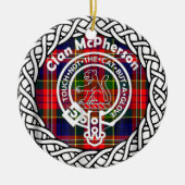 Scottish Clan McPherson Tartan en Crest Keramisch Ornament (Voorkant)