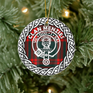 Scottish Clan Menzies Tartan en Crest Keramisch Ornament
