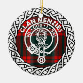 Scottish Clan Menzies Tartan en Crest Keramisch Ornament (Voorkant)
