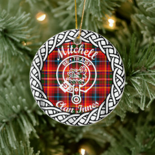 Scottish Clan Mitchell Tartan en Crest Keramisch Ornament