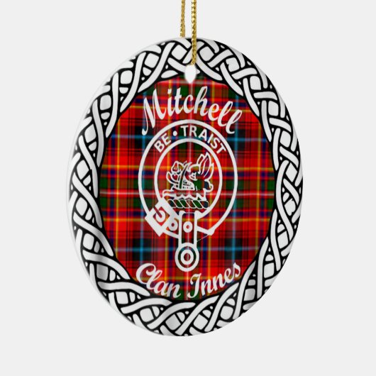 Scottish Clan Mitchell Tartan en Crest Keramisch Ornament (Rechts)
